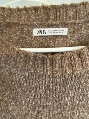 ZARA Heathered Taupe Knit Crewneck Sweater